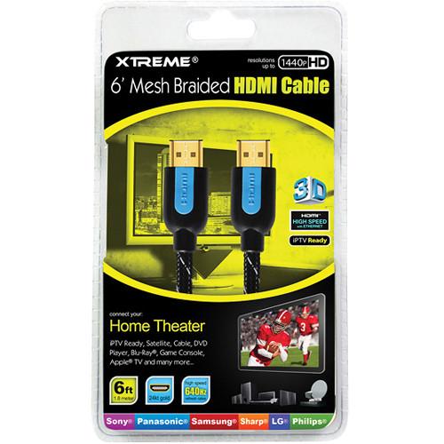 Xtreme Cables 12' High-Speed Braided HDMI Cable 84112, Xtreme, Cables, 12', High-Speed, Braided, HDMI, Cable, 84112,