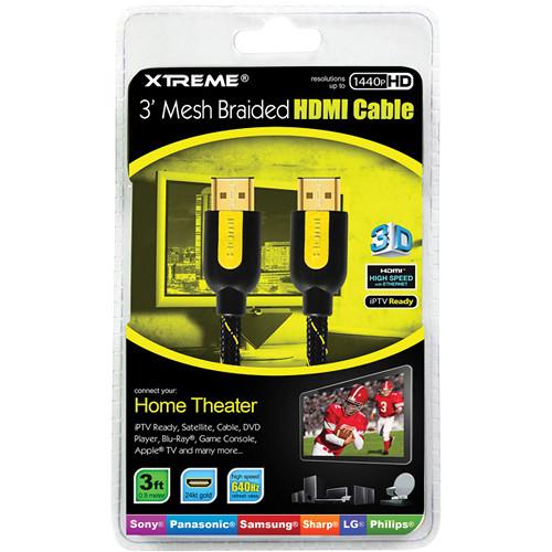 Xtreme Cables 3' High-Speed Braided HDMI Cable 84103, Xtreme, Cables, 3', High-Speed, Braided, HDMI, Cable, 84103,