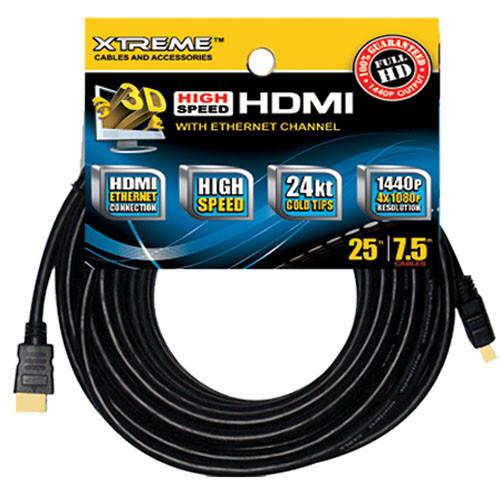 Xtreme Cables High-Speed HDMI With Ethernet (25') - Hang 74125, Xtreme, Cables, High-Speed, HDMI, With, Ethernet, 25', Hang, 74125