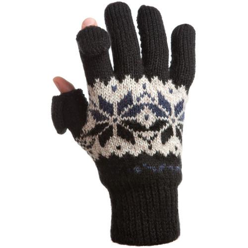 Freehands Women's Rag-Wool Gloves (Large/X-Large, Black) 31201LM