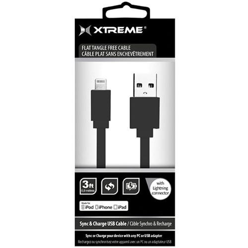 Xtreme Cables 3' USB to 8-Pin Lightning Flat Tangle Free 59863