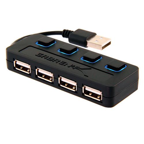 Sabrent 4-Port USB Hub with Individual Switches (Black) HB-UMLS