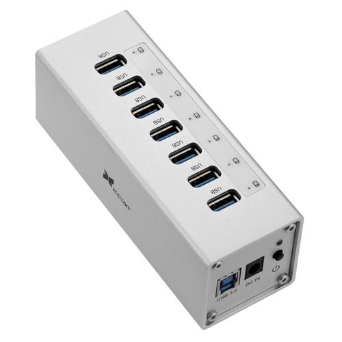 Xcellon 7-Port Powered USB 3.0 Aluminum Hub (Silver) USB-7PHSV2