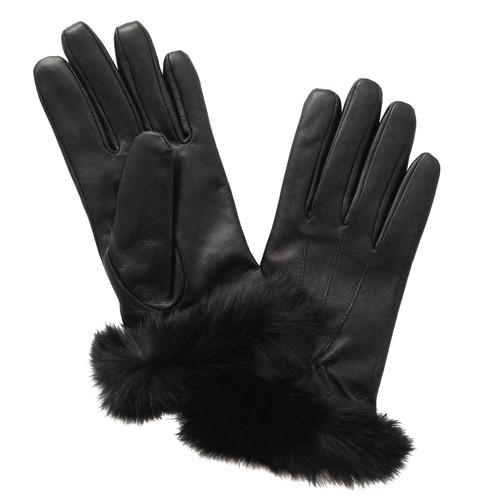 Glove.ly Women's Leather Rabbit Cuff Touchscreen Gloves LG-012-S