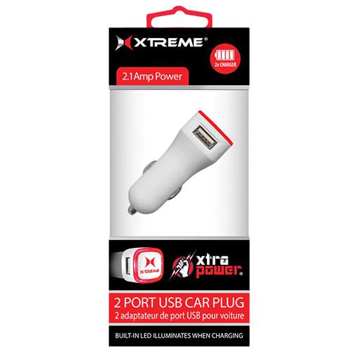 Xtreme Cables Dual Port 2.1A USB Light-Up LED Car Charger 88621