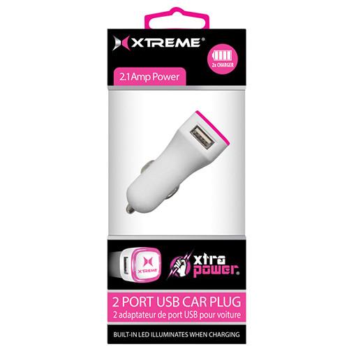 Xtreme Cables Dual Port 2.1A USB Light-Up LED Car Charger 88623