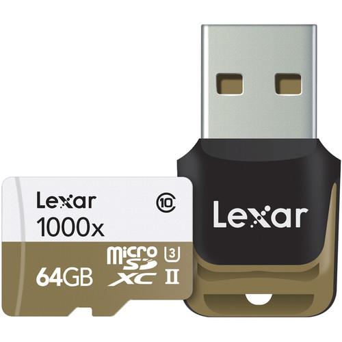 Lexar 64GB Professional UHS-II 1000x microSDXC LSDMI64GCBNL1000R, Lexar, 64GB, Professional, UHS-II, 1000x, microSDXC, LSDMI64GCBNL1000R
