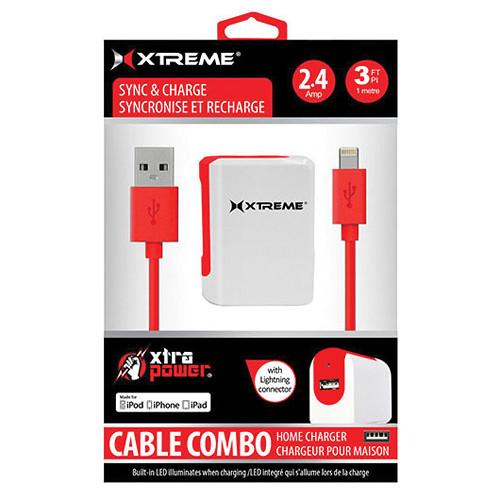 Xtreme Cables 2.4 Amp Home Charger with 8-pin Cable, 3' 82464