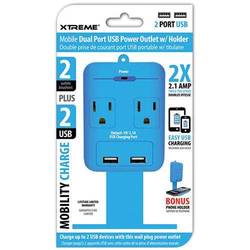 Xtreme Cables 2 Outlet Wall Tap with Dual Port USB and 28282