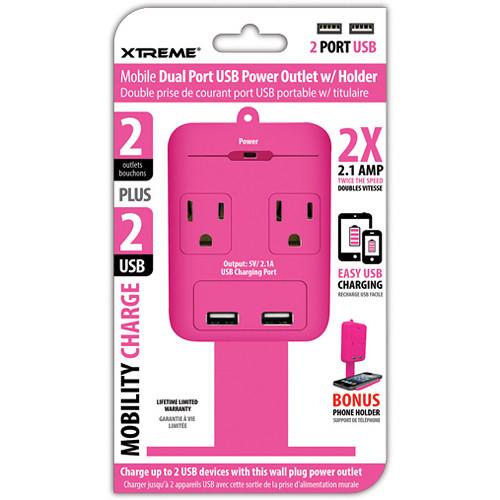 Xtreme Cables 2 Outlet Wall Tap with Dual Port USB and 28285