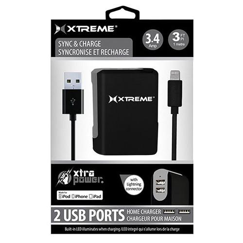 Xtreme Cables 3.4 Amp Dual Port Home Charger with 8-pin 83865, Xtreme, Cables, 3.4, Amp, Dual, Port, Home, Charger, with, 8-pin, 83865