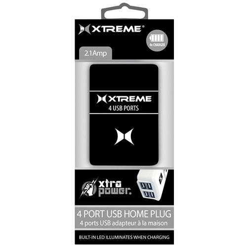 Xtreme Cables 4-Port 2.1A USB Home Charger (Black) 81240, Xtreme, Cables, 4-Port, 2.1A, USB, Home, Charger, Black, 81240,