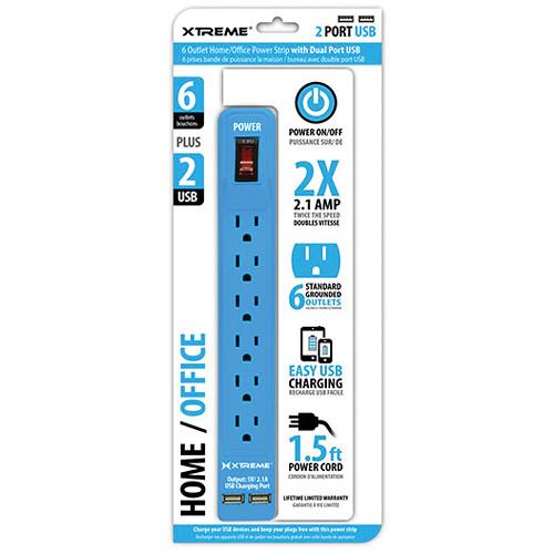 Xtreme Cables Home/Office Power Strip with Dual Port USB 28634, Xtreme, Cables, Home/Office, Power, Strip, with, Dual, Port, USB, 28634