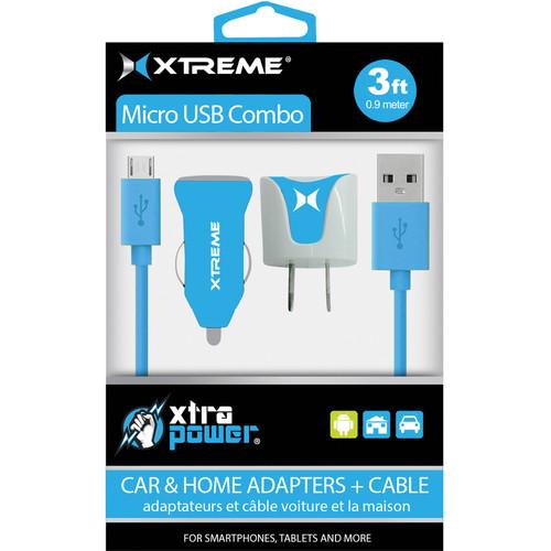 Xtreme Cables Micro USB Home and Car Charging Kit (Green) 88365