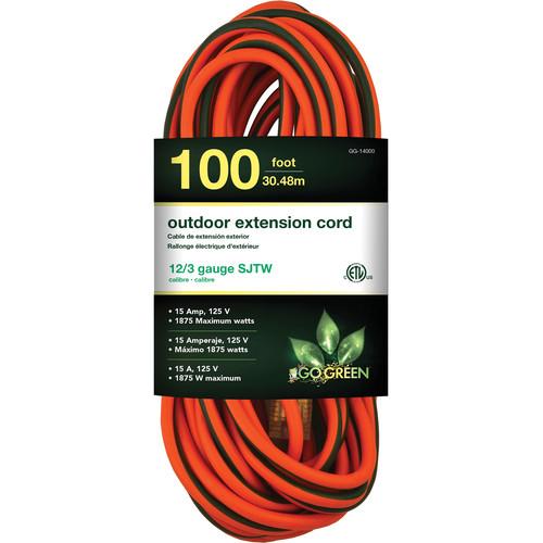 Go Green 10A 125V Outdoor Extension Cord (100', Orange) GG-13700