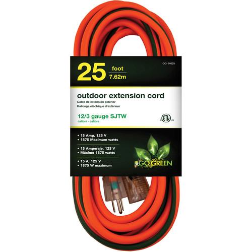 Go Green 15A 125V Outdoor Extension Cord (25', Orange) GG-13825