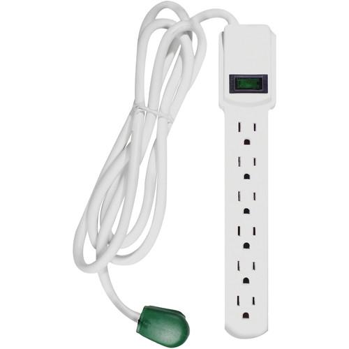 Go Green 6-Outlet Surge Protector (White, 3') GG-16103MS, Go, Green, 6-Outlet, Surge, Protector, White, 3', GG-16103MS,