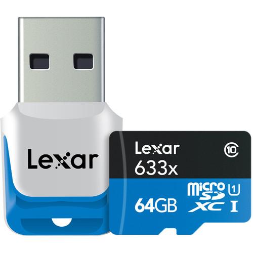 Lexar 64GB High Performance UHS-I microSDXC LSDMI64GBB1NL633R, Lexar, 64GB, High, Performance, UHS-I, microSDXC, LSDMI64GBB1NL633R
