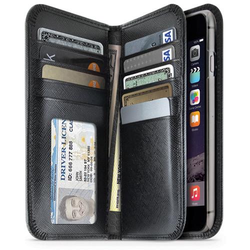 iLuv Jstyle Leather Wallet Case for Galaxy S6 (Black) SS6JSTYBK