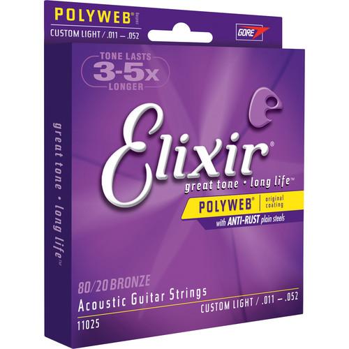 ELIXIR Medium Gauge Acoustic 80/20 Bronze POLYWEB Coated 11100, ELIXIR, Medium, Gauge, Acoustic, 80/20, Bronze, POLYWEB, Coated, 11100