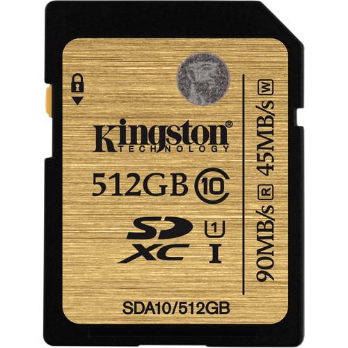 Kingston 512GB SDXC 300X Class 10 UHS-1 Memory Card SDA10/512GB