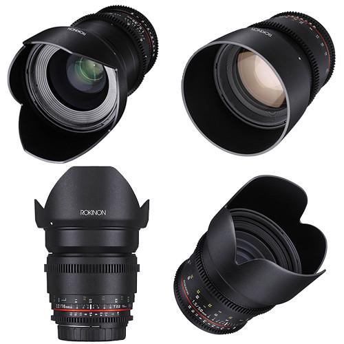 Rokinon 16, 35, 50, 85mm Cine DS Lens Bundle for Sony E Mount, Rokinon, 16, 35, 50, 85mm, Cine, DS, Lens, Bundle, Sony, E, Mount