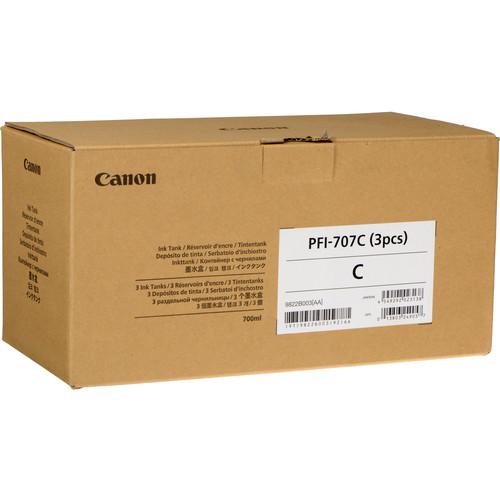 Canon PFI-707C Cyan Ink Cartridge (700 ml) 9822B001AA, Canon, PFI-707C, Cyan, Ink, Cartridge, 700, ml, 9822B001AA,