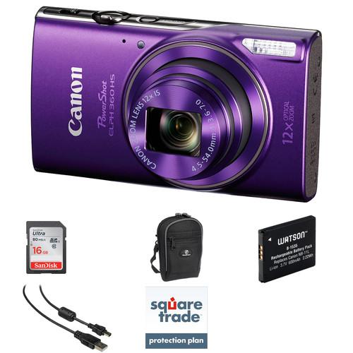 Canon PowerShot ELPH 360 HS Digital Camera (Purple) 1081C001