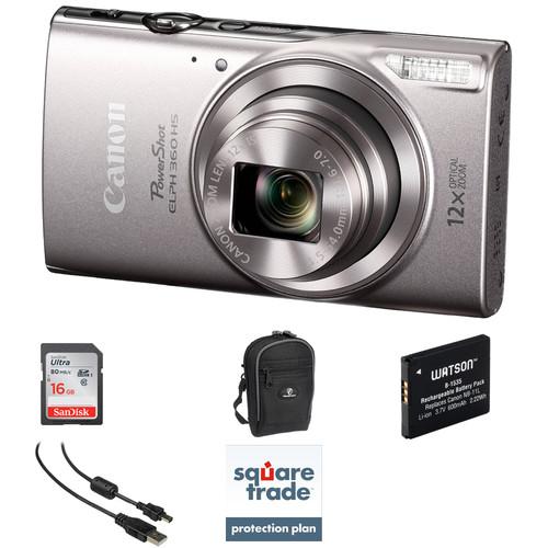 Canon PowerShot ELPH 360 HS Digital Camera (Silver) 1078C001