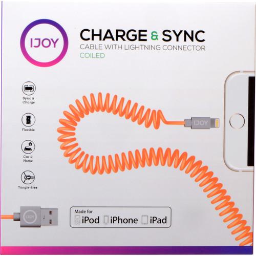 iJOY Coiled Lightning to USB 2.0 Cable (3', Orange) IP-COILM-ORN, iJOY, Coiled, Lightning, to, USB, 2.0, Cable, 3', Orange, IP-COILM-ORN