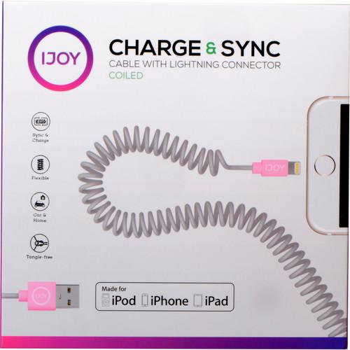 iJOY Coiled Lightning to USB 2.0 Cable (3', Pink) IP-COILM-PNK, iJOY, Coiled, Lightning, to, USB, 2.0, Cable, 3', Pink, IP-COILM-PNK