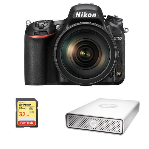 Nikon D750 DSLR Camera with 24-120mm Lens and Storage Kit, Nikon, D750, DSLR, Camera, with, 24-120mm, Lens, Storage, Kit,
