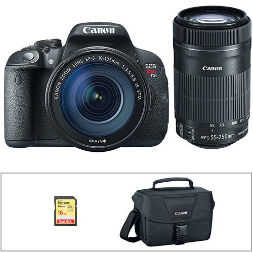 Canon EOS Rebel T5i DSLR Camera with 18-55mm and 55-250mm