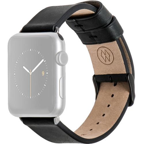 MONOWEAR Black Leather Band for 38mm Apple Watch MWLTBK20MTDG