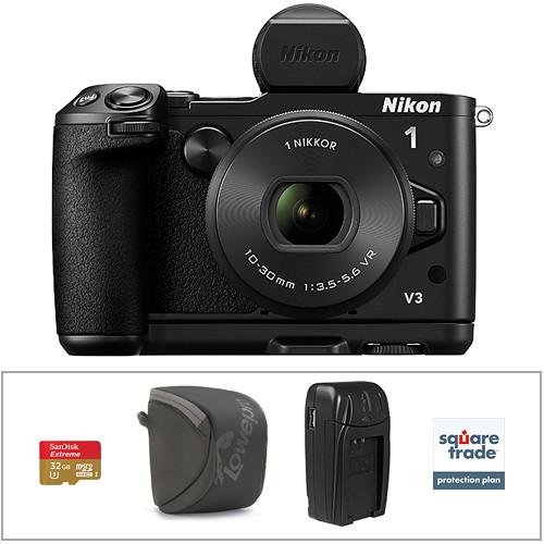 Nikon 1 V3 Mirrorless Digital Camera with 10-30mm Lens Deluxe