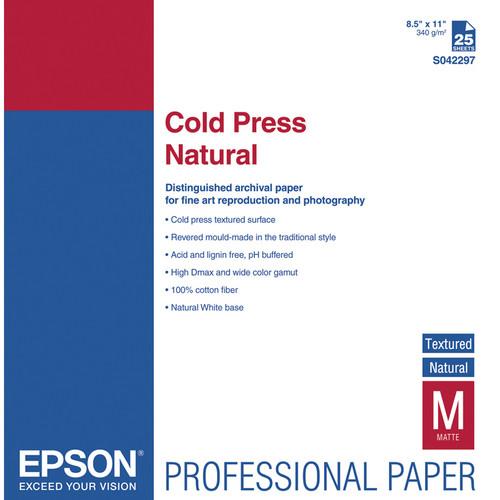 Epson Cold Press Natural Textured Matte Paper S042297, Epson, Cold, Press, Natural, Textured, Matte, Paper, S042297,