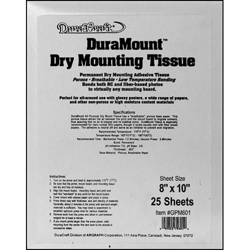 Duracraft Dry Mount Tissue - 8 x 10