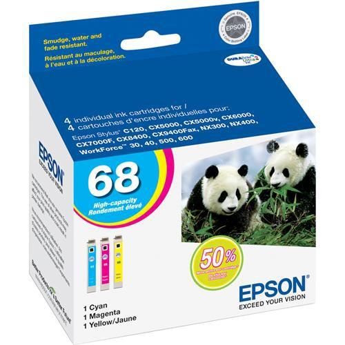 Epson 68 High-Capacity Multi-Pack Color DURABrite Ultra T068520, Epson, 68, High-Capacity, Multi-Pack, Color, DURABrite, Ultra, T068520