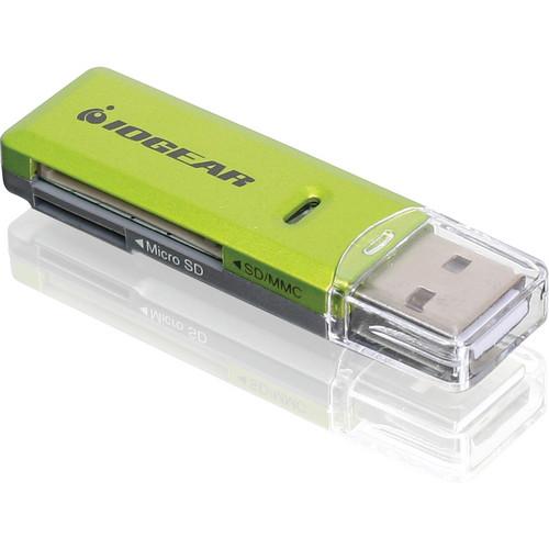 IOGEAR SD/microSD/MMC Card Reader/Writer (Green) GFR204SD