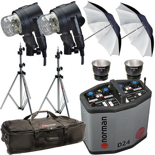 Norman D24R Pack, 2- IL2500 Head/Reflector, Stands, 812979, Norman, D24R, Pack, 2-, IL2500, Head/Reflector, Stands, 812979,