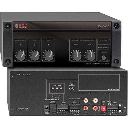 RDL HD-MA35 35-Watt Mixer Amplifier with Power Supply HD-MA35, RDL, HD-MA35, 35-Watt, Mixer, Amplifier, with, Power, Supply, HD-MA35