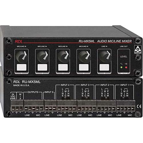 RDL RU-MX5ML 5-Channel Mic/Line Audio Mixer RU-MX5ML
