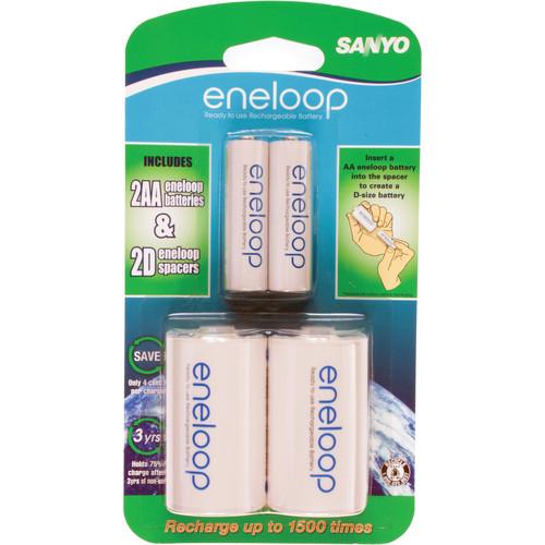 Sanyo eneloop D Spacer Pack with 2 AA Batteries SEC-NCSD2AAN, Sanyo, eneloop, D, Spacer, Pack, with, 2, AA, Batteries, SEC-NCSD2AAN,