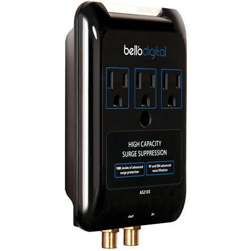 Bell'O 3 Outlet Audio/Video Surge Protector (Gloss Black) AS2103, Bell'O, 3, Outlet, Audio/Video, Surge, Protector, Gloss, Black, AS2103