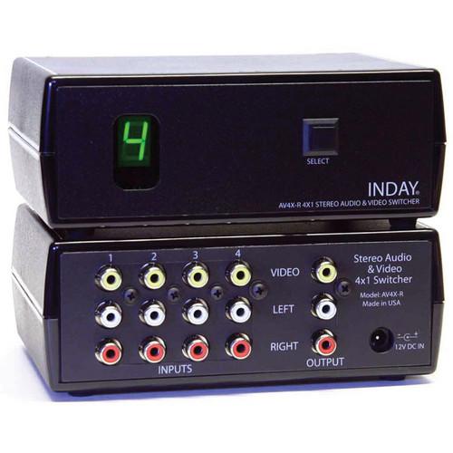 Inday 4x1 Stereo Audio & Composite Video Switcher AV4X-R