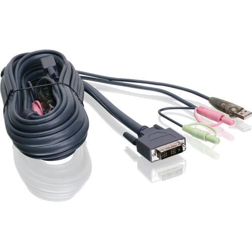 IOGEAR 10' (3.04 m) DVI-I Single Link USB KVM Cable G2L7D03UI, IOGEAR, 10', 3.04, m, DVI-I, Single, Link, USB, KVM, Cable, G2L7D03UI