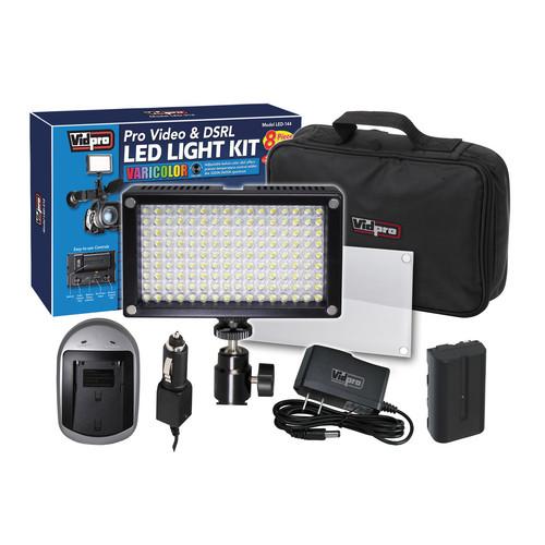 Vidpro Varicolor 144-Bulb Video and Photo LED Light Kit LED-144