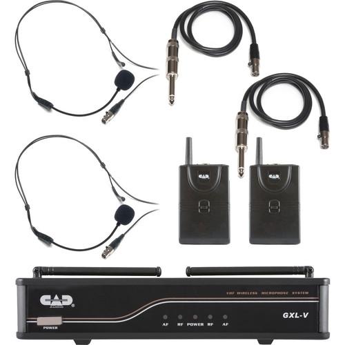 CAD VHF Dual Channel 2 Bodypack Wireless Microphone and GXLVBB-J