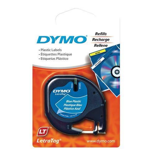 Dymo Plastic LetraTag Tape (Black on Blue, 1/2