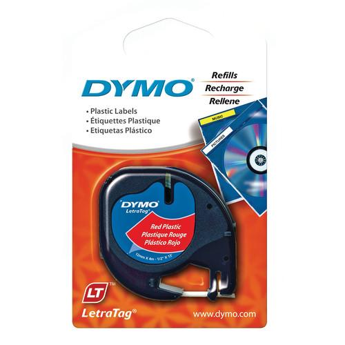 Dymo Plastic LetraTag Tape (Black on Red, 1/2